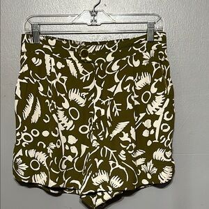 Anthropologie Ett Twa Clearwater Shorts Green White Tropical Floral Small Resort